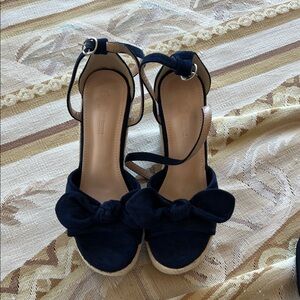 Elegant Navy Blue Wedge Sandals